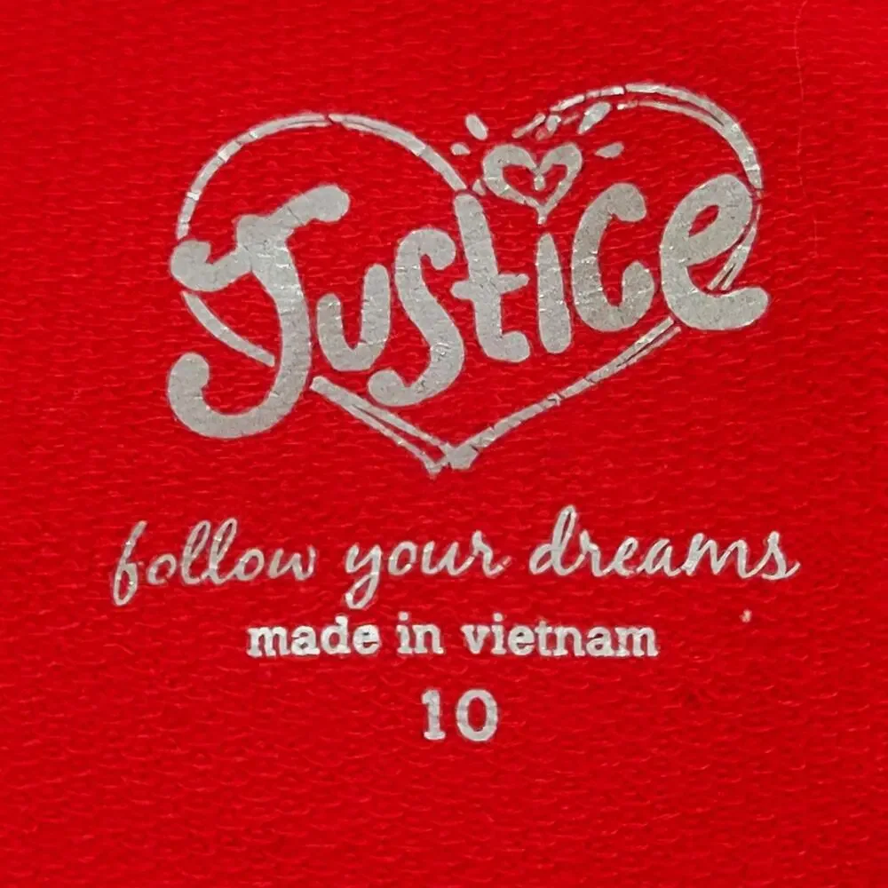 Justice Red and Gray Long Sleeve Sequin Top Size 10‎